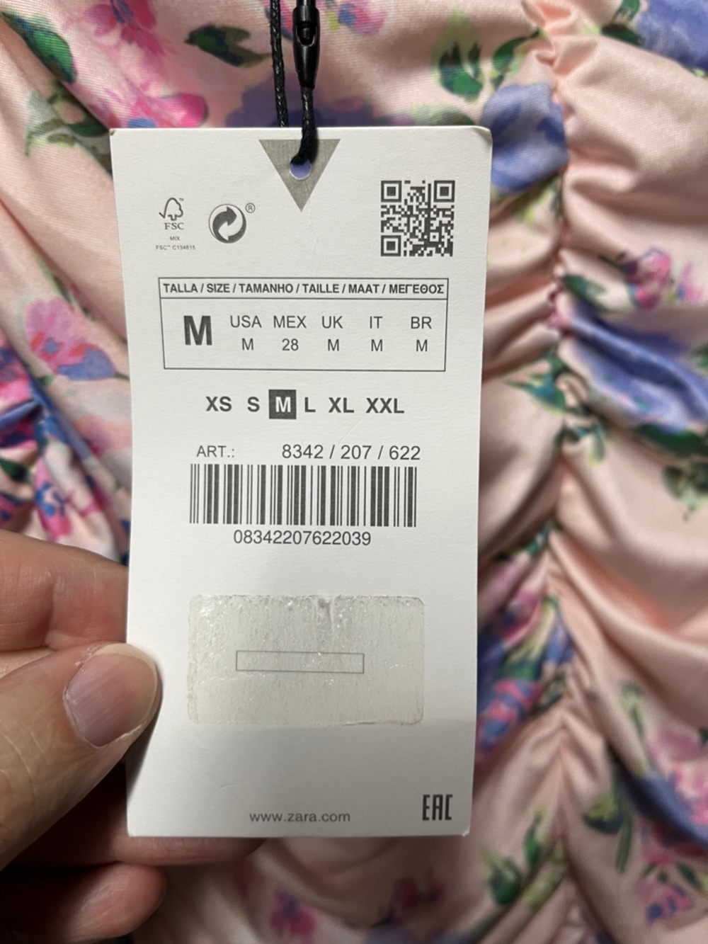 Zara Pink Floral Backless Halter Mini Dress Size Medium NWT - Picture 14 of 14